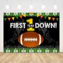 Ticuenicoa Football Themed 1st Birthday Backdrop Happy Birthday Party Decorations for Boy First Down Photography Background for First Birthday Party Newborn Birthday Banner Photo Booth Props 5x3ft