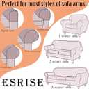 Sofa Arm Chair Covers, Couch Armrest Armchair Covers, Stretch Anti-Slip Recliner Slipcovers Furniture Protector, Set of 2 (Ivory White)
