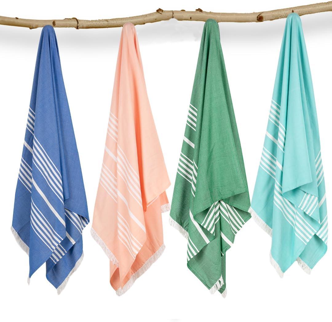 MUSH 100% Rayon derived from Bamboo Light Weight Turkish Style Towels: Ultra Soft, Super Absorbent, Bath Towel for Home & Travel (Large, Navy, Peach, Dk. Green, Aqua)
