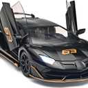 OANMYJJO Car Toys for Boys 1/18 Diecast Cars SVJ 63 Model Car Kits,Collectibles Model with Light and Sound,Race Cars for Kids Ages 3 Year and UPBlack
