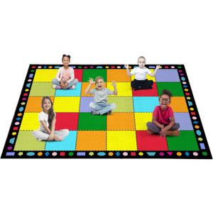 Booooom Jackson Classroom Rug Large Colorful Classroom Carpet with Non-Slip Backing, 10'4''x13' Children's School Seating Rug Elementary, 10.5 x 13 ft