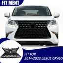 LLUX Black GX460 Grille Assembly Compatible with 2014-2021 Lexus GX460 Upper Radiator Grille Lower Bumper Grille Set