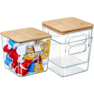 Coffee Pod Holder with Bamboo Lids, 3 PACK K Cup Organizer Large Capacity Coffee Bar Organization and Storage