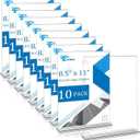 EHWINE 10 Pack 8.5 x 11 Acrylic Sign Holder, Clear Signs Display Holder Double-Sided Stand up Table Top Sign Holders Flyer Stand Frames Suitable for Office Business Store Hotels Party(Provide Non-slip Mats)