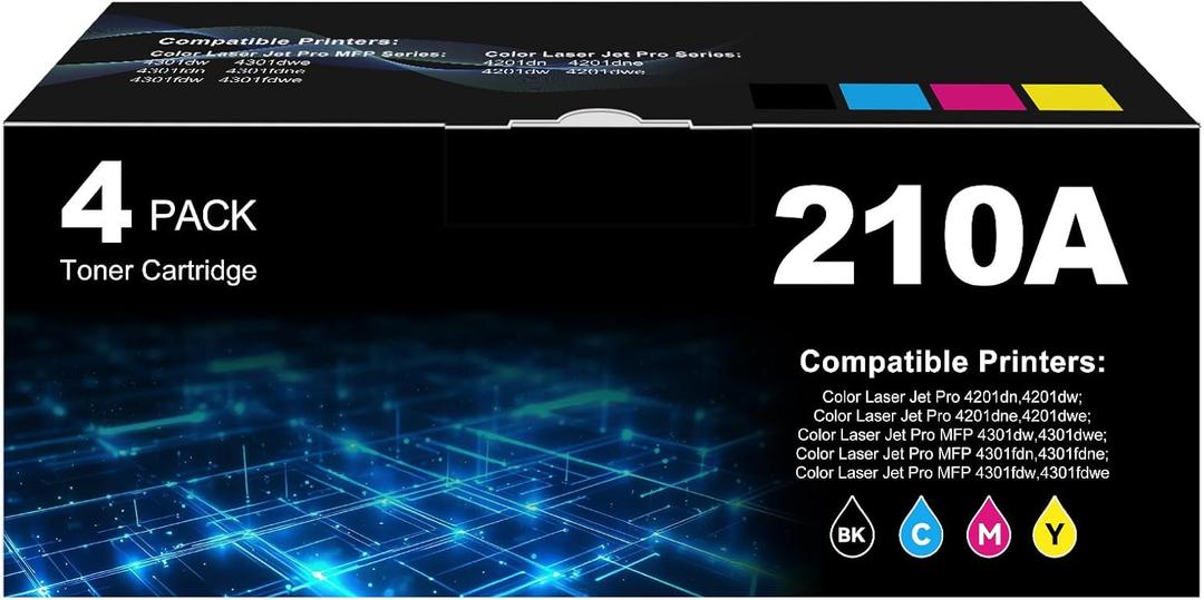 210A Toner Cartridges 4 Pack for Color Laser Jet Pro MFP 4301fdw Compatible with HP 210X Toner Cartridges for HP210X HP210A Color Laser Jet Pro 4201dw 4201dn MFP 4301fdn 4301dw 4301fdw Toner Cartridge