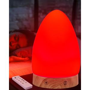 670nm Red Light Night Light Lamp for Sleep, Red Nightlight Desk Lamp with Zero Blue Light Multi-Color and Brightness Options Remote Control USB Charging Elegant Design