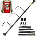 Adjustable Garland Hanger for Front Door - Fits 28" to 80" Doors, Wreath Holder Christmas, Halloween Decorations No Screws/Drilling Damage-Free Installation Garland Door, with 3 Hooks Tension Rod