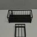 Cisily Sponge Holder for Kitchen Sink, Sink Caddy Organizer with High Brush Holder, Kitchen Countertop Organizers and Storage Essentials, Rustproof 304 Stainless Steel (Black, 9.25)