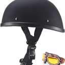 Motorcycle Half Helmet, DOT Approved Adult Men Women Retro Open Face Bike-Helmets, Bicycle/Skateboard Helmet for Adults, Bike, Skate, Scooter, Longboard Half Shell Helmet (Matte Black+Y, Small)