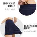 baleaf Women's Pleated Tennis Skirt Golf Skorts for Woman High Waisted Lightweight Athletic Shorts Pockets (Blue, L)
