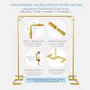 8.2FT Square Wedding Arch Backdrop Stand,Balloon Arch Stand, Metal Gold Backdrop Adjustable Stand Heavy Duty, Extra 2 Clamps Change Over The Table Rod Stand for Party Decoration,Garden Trellis Frame