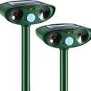 Solar Animal Repellent, Ultrasonic Animal Repeller Outdoor Waterproof with Motion Sensor, Effective Against Cat, Squirrel, Deer, Dog, Raccoon, Skunk, Coyote Deterrent for Yard Garden Protection, 2 Pack