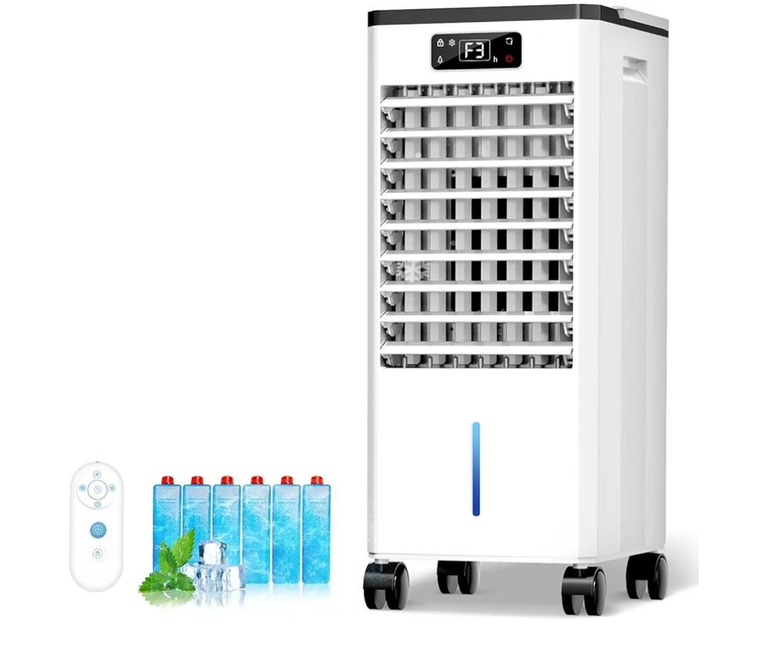 Portable Air Conditioners No Windows Needed, 3-IN-1 Swamp Cooler, Evaporative Air Cooler, 4 Modes & 3 Speeds, 2-Gal Water Tank for Long Cooling, Max 20 FT/S Remote Control, 12 Hours Timer