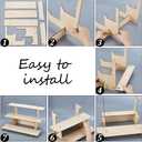 AHANDMAKER 2set 3 Tier Wooden Display Shelves, Straight Retail Display Stand with 3 Steps Self Assembled Solid Wood Products Rack for Vendor Events Tradeshows Jewelry Market Home Decoration