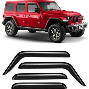 Voron Glass Tape-on Extra Durable Rain Guards for Jeep Wrangler JL 2018-2025/Jeep Gladiator 2020-2025, Window Deflectors, Vent Window Visors, 4 Pieces - 120103