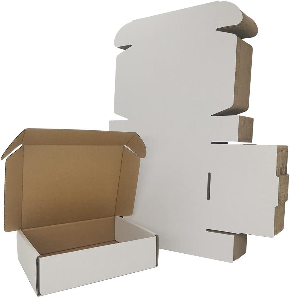 50 Pack 7x6x2'' Small Shipping Boxes, White Corrugated Cardboard Literature Mailers, Mailing Packaging Supplies for Small Business (W762-50)