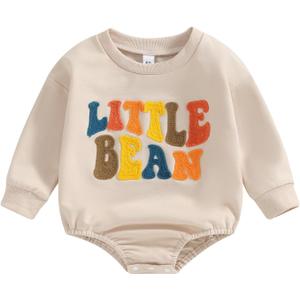 Baby Boy Girl Outfits Infant Mallard Duck Hunting Clothes Newborn Bubble Romper Fall Winter Toddler Sweatshirt Top (12-18 Months, A Little Bean Apricot)