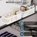 Bedside Caddy Shelf for Bunk Bed & Dorm, Adjustable Bunk Bed Caddy Holder for Top Bunk, Rails, Cribs, Bedside Shelf Organizer for Phone/Books/Drinks (Black, L(L11in*W4.9in*H3.93in))