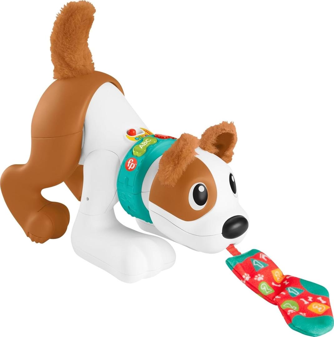 Fisher-Price Baby Learning Toy 123 Crawl with Me Puppy Musical Electronic Dog with Smart Stages for Infants Ages 6+ Months