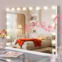 Fenair Large Vanity Mirror with Lights and Speaker Hollywood Lighted Makeup Mirror with Sturdy Base, 18 Dimmable LED Bulbs, 3 Light Colors, USB Charge Port