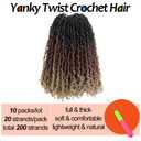 Yanky Twist Crochet Hair 12 Inch 10 Packs Pre-Twisted 3 Tones Ombre Brown Yankee Twist Micro Passion Twist for Black Women(OT30/27, Total 200 Strands)