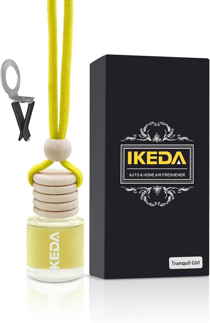 2 x Ikeda Car Air Freshener: Hanging Car Smell Air Freshener | 10ml Round Hanging Car Decoration | Long Lasting Fragrance | For Auto Home | 1pcs (Lemon(Circular))