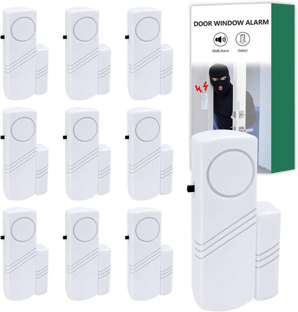 HIIXHC Personal Security Window & Door Alarm Bell | Wireless Sensor Door Window Burglar Alarm | Pack of 10