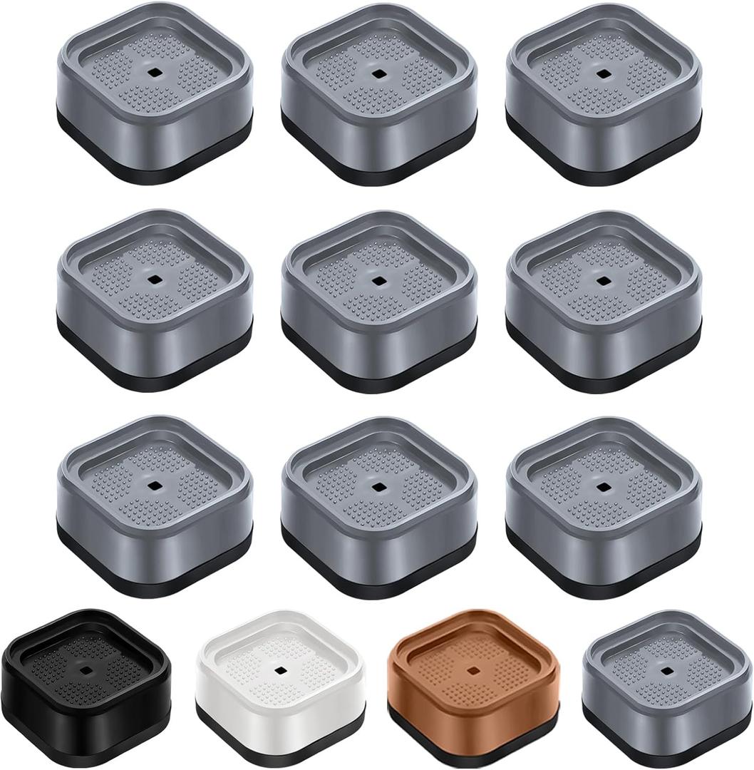 Shouwuhho 9 Pack Furniture Risers Adjustable Bed Risers Heavy Duty Lifts Height 1", Square Stackable Bed Risers 1, 2 or 3 Inch for Desk Leg Table Couch Sofa Chair Bed Frame Legs Dorm, Gray