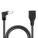 GELRHONR 90 Degree RJ45 Ethernet Extension Cable,Turn Up Cat5 LAN Cable Extender RJ45 Network Patch Cord Male to Female Connector for Router Modem Smart TV PC Computer Laptop (Up Angle Black-50CM)