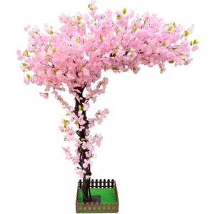 6FT Artificial Cherry Blossom Tree with Pink Flowers, Faux Sakura Tree for Wedding, Home, Party, Indoor Decor (Pink, 180 * 150 CM/70 * 59 INCH) (5ft 11in)