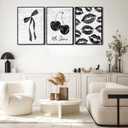 3Pcs Fashion Black White Lips And Cherry Canvas Wall Art Vintage Girl Funky Aesthetic Bow Wall Decor Ma Cherie Dark Coquette Posters Prints for Neutral Preppy Apartment Girl Room12x16in Unframed (poster, 12x16inx3pcs)