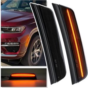 NJSBYL LED Cherokee Side Markers for 2022 2023 2024 2025 J.eep Grand Cherokee L/WL Front Bumper Fender Reflectors Sidemarker Amber Turn Signal Indicator Smoked Lens 2PCS NJSBYL LED Cherokee Side Markers for 2022 2023 2024 2025 J.eep Grand Cherokee L/WL Front Bumper Fender Reflectors Sidemarker Amber Turn Signal Indicator Smoked Lens 2PCS