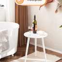Apicizon Small Round Side Tables End Table Bedroom, White Nightstand Bedside Table for Living Room, Coffee Table with White Wood Legs, 16.5 x 20.5 Inches
