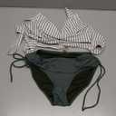 Blooming Jelly Womens High Waisted Bikini Sets Drawstring Tummy Control Swimsuits Crisscross Tie Back Bathing Suit (Small, Striped Green)