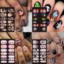 8 x 8 Sheets Halloween Nail Wraps Stickers DIY Self-Adhesive Nail Art Decals Full Wraps with Pumpkin Bat Spider Skull Designs Halloween Decals Manicure Decor for Women Nail Accessories (Halloween Style 2)