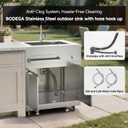 BODEGA Stainless Steel Single bowl kitchen sink Cabinet With hose hookup and Faucet, Outdoor Kitchen Sink with Storage, Brake Wheels & Spice Rack, All-Weather Sink, Use For RV, Yard,Garage,Restaurant., UL-SCG01-TS-kitchen sink