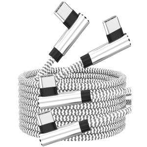 10ft USB C to USB C Cable, 2Pack Long Type C to C 60W Fast Charger Cord for iPhone Air 17/16/15 Series, Right Angle Sideways Phone Charger for Samsung Galaxy Ultra S25/S24 /S23 Series, Pixel, Switch