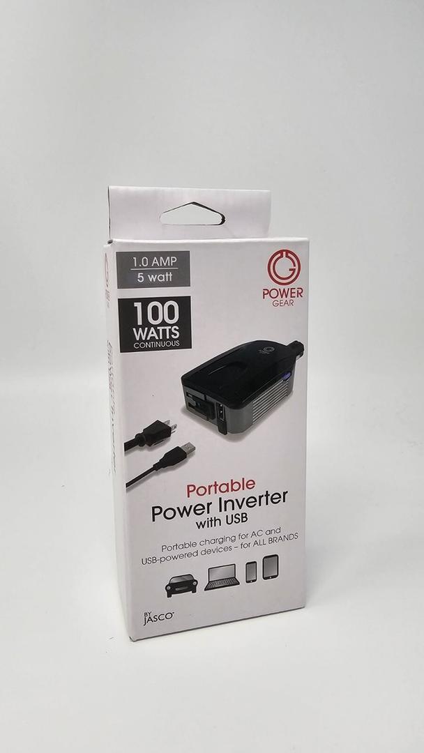 Jasco Power Gear 1-Amp Portable Power Inverter with USB - Black