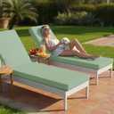 Summsun Chaise Lounge Cushions Outdoor Set of 2 - Waterproof and Fade Resistant Sun Lounger Replacement Cushions - Patio Lounger Pads with Removable Cover for Pool, Deck, 72 x 21 x 3 Inch, Sage Green