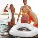 Junkin 47. 3 x 39. 4 Inch White Heart Pool Float Bachelorette Inflatable Swim Float Bride Pool Water Ring Loungers Tube Swimming for Engagement, Wedding, Summer Beach Party(2 Pcs)