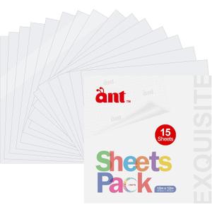 ANT Permanent Vinyl Sheets, Ivory White 12" x 12" 15 Sheets Self Adhesive for Cutting Machine, Permanent Outdoor Vinyl for Party Decoration, Sticker, DIY Mug, Car Decal (15, Ivory White)