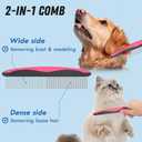 Docrok Pet Grooming Brush & Comb Combo, Cat & Dog Brush for Shedding & Dematting, Undercoat Rake for Long-haired Pets, Pink