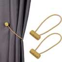 2 x 2pcs Magnetic Curtain Tiebacks, Strong Magnetic Window Curtain Tiebacks Decorative Rope Holdbacks Drapery Curtain Tie Backs for Window Draperies Hold Curtains Drape Ties Backs
