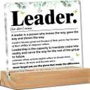 Leader Gifts for Men Coworkers Boss Leadership Gifts for Managers Mentor Leader, Leader Acrylic Desk Plaque Sign Office Decor 4 x 4 Inches