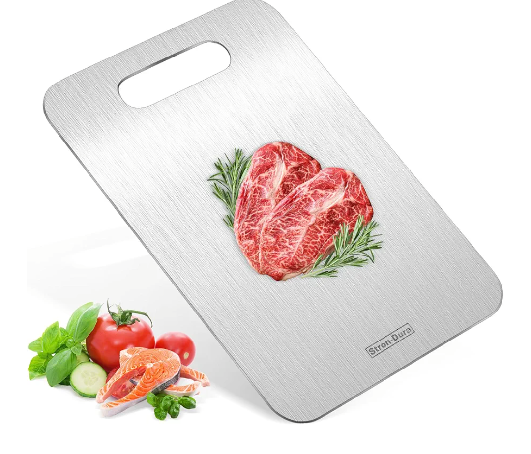 Stron- Dura Cutting Board - 304 Food Grade Stainless Steel Cutting Boards for Kitchen- for cutting Meat, Fruit, Vegetables, Outdoor or Indoor 11.5" X 8" (1, Small)