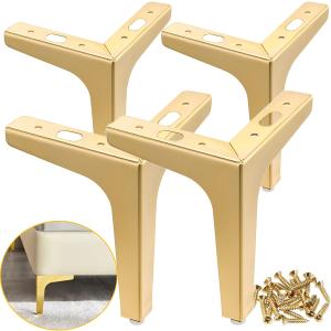 Metal Furniture Legs 6Inch, 4 PCS Triangle Furniture Feet Modern Style Furniture Sofa Legs, Heavy Duty Replacement Gold Legs for Cabinet, Dresser, Table, Sofa, Couch Chair