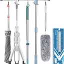 Mop and Broom Holder Wall Mount Garden Tool Rack Organizer, Modern Style,Movable Aluminum Alloy Wall Mounted Hook 1 Pack,Storage Gift for Bathroom,Closet,Laundry Room,Garage,Tool Room(Black)