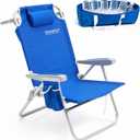 SUNNYFEEL Extra High Back Beach Chair, 5 Position Lay Flat, High Seat Oversized Portable Folding Camping Chair with Cup Holder for Outdoor/Trip, Lightweight Foldable Beach Chair for Adults