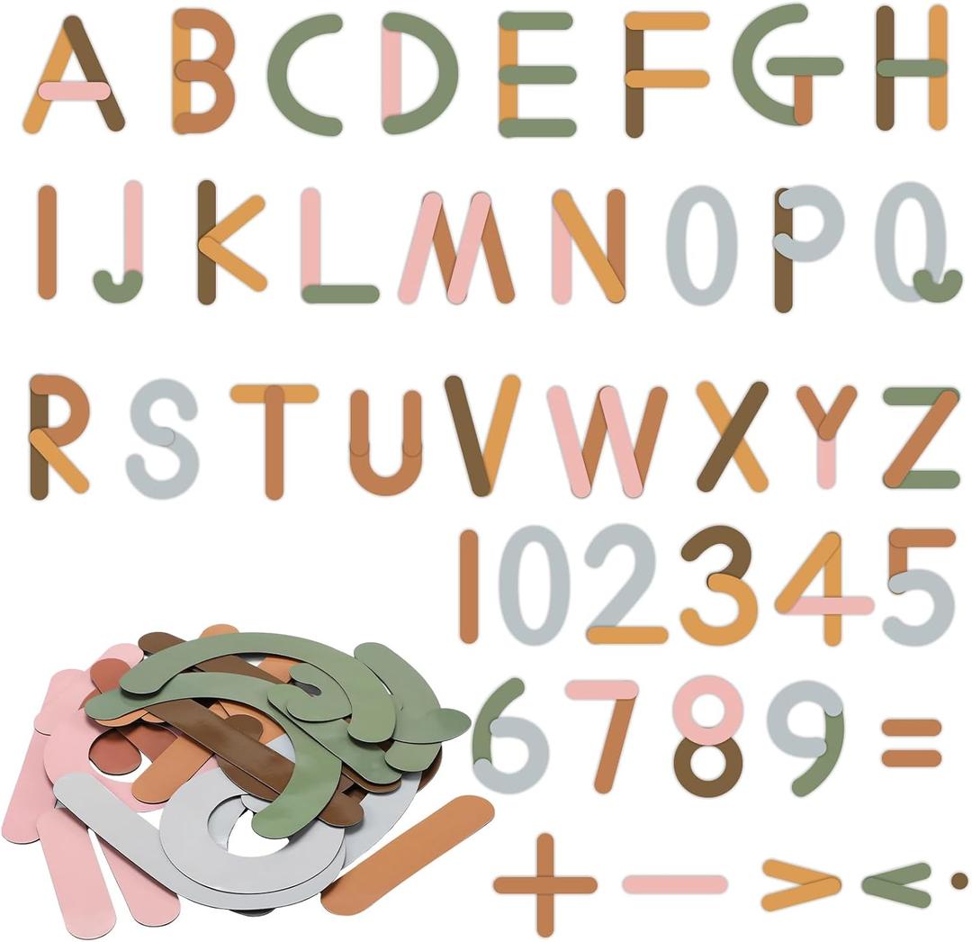 38 Pcs Giant Magnetic Letter and Number Construction Activity Set Alphabet Number Magnets Educational Montessori Toy Building and Recognition for Kid Preschool Learning Toy(Boho Color), 2.8 cm/1.1 inches to 19 cm/7.48 inches