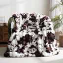 Cow Print Heating Throw Blankets Luxurious Western Soft Bubble Faux Rabbit Fur 8 Heat Settings Overheat Protection Quick Heating Electric Heated Blanket 50"x60"(Brown)